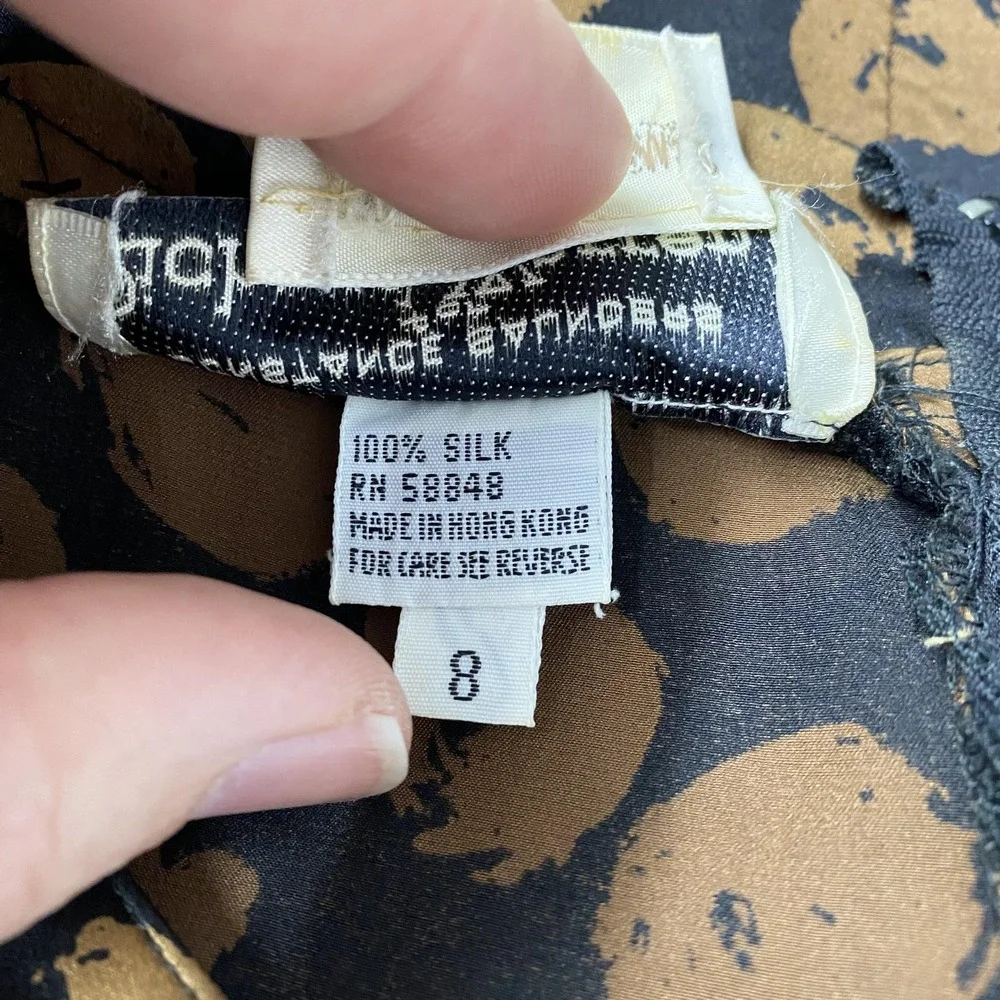 Vintage Richard Warren Neiman Marcus Blouse Womens 8 Black Silk Polka Dot Print - Picture 7 of 13